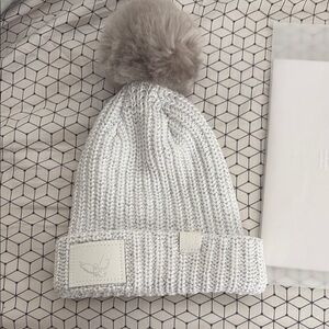 Love Your Melon white and silver metallic hedwig Pom beanie Harry Potter